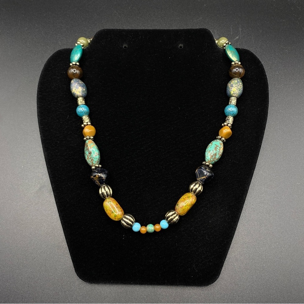 Boho Style Bead Necklace Natural Colors